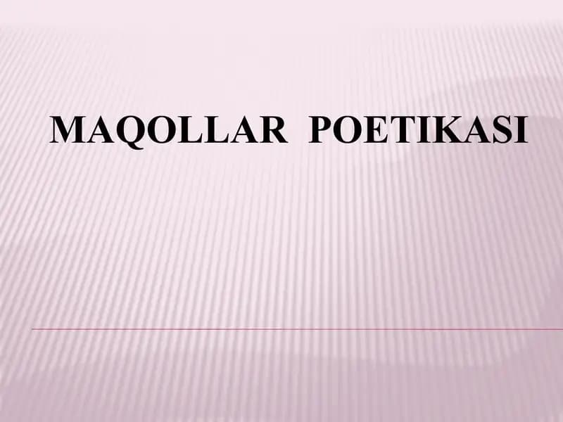 Maqollar  poetikasi