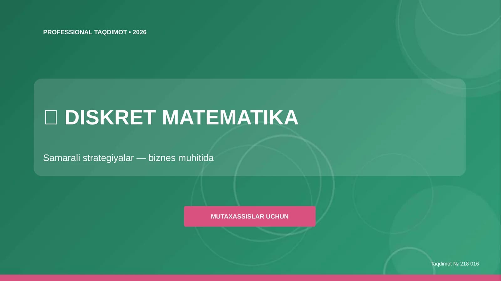 DISKRET MATEMATIKA Samarali strategiyalar