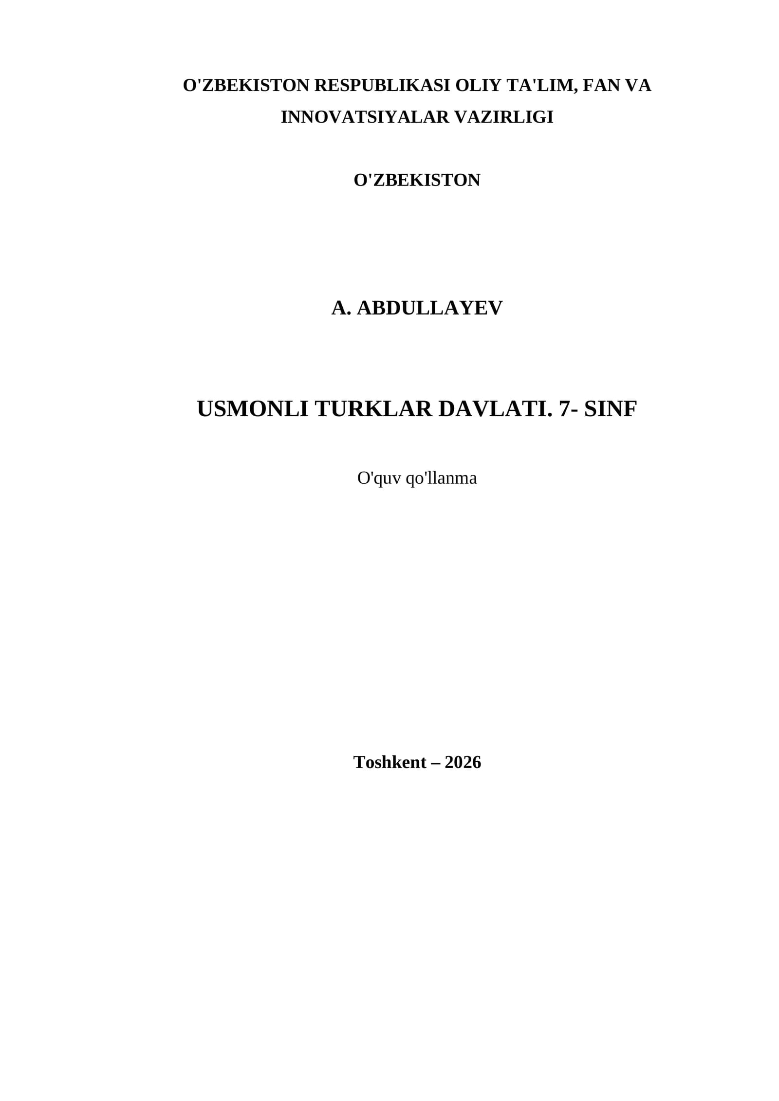 USMONLI TURKLAR DAVLATI. 7- SINF