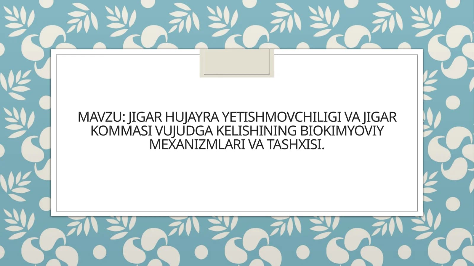 Jigar hujayra yetishmovchiligi va jigar kommasi vujudga kelishining biokimyoviy mexanizmlari va tashxisi