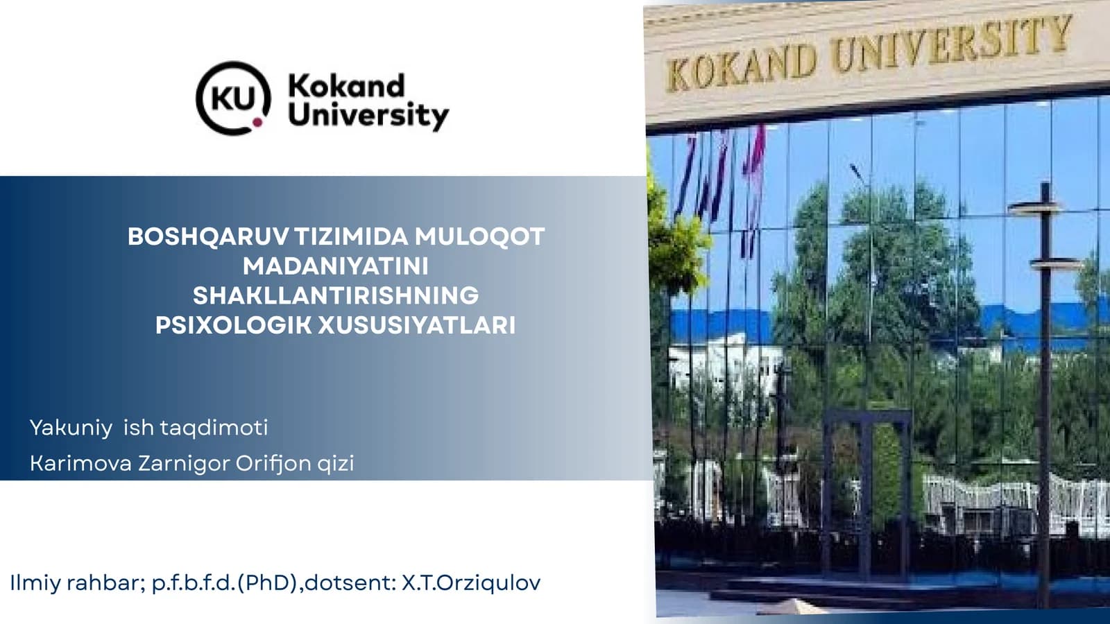 BOSHQARUV TIZIMIDA MULOQOT MADANIYATINI SHAKLLANTIRISHNING PSIXOLOGIK XUSUSIYATLARI