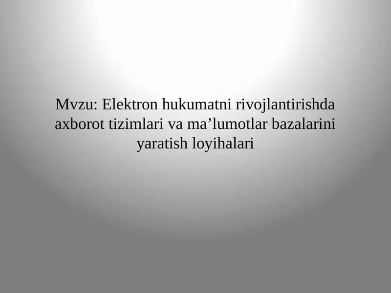 Elektron hukumatning markaziy ma’lumotlar bazalari
