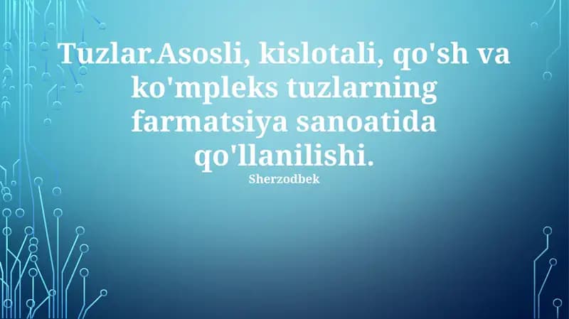 Farmasevtika Preparatlarida Tuzlarning Ahamiyati