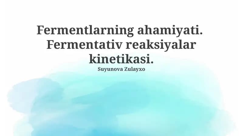 Enzimlar: Ta'rifi, Tuzilishi va Mexanizmlari