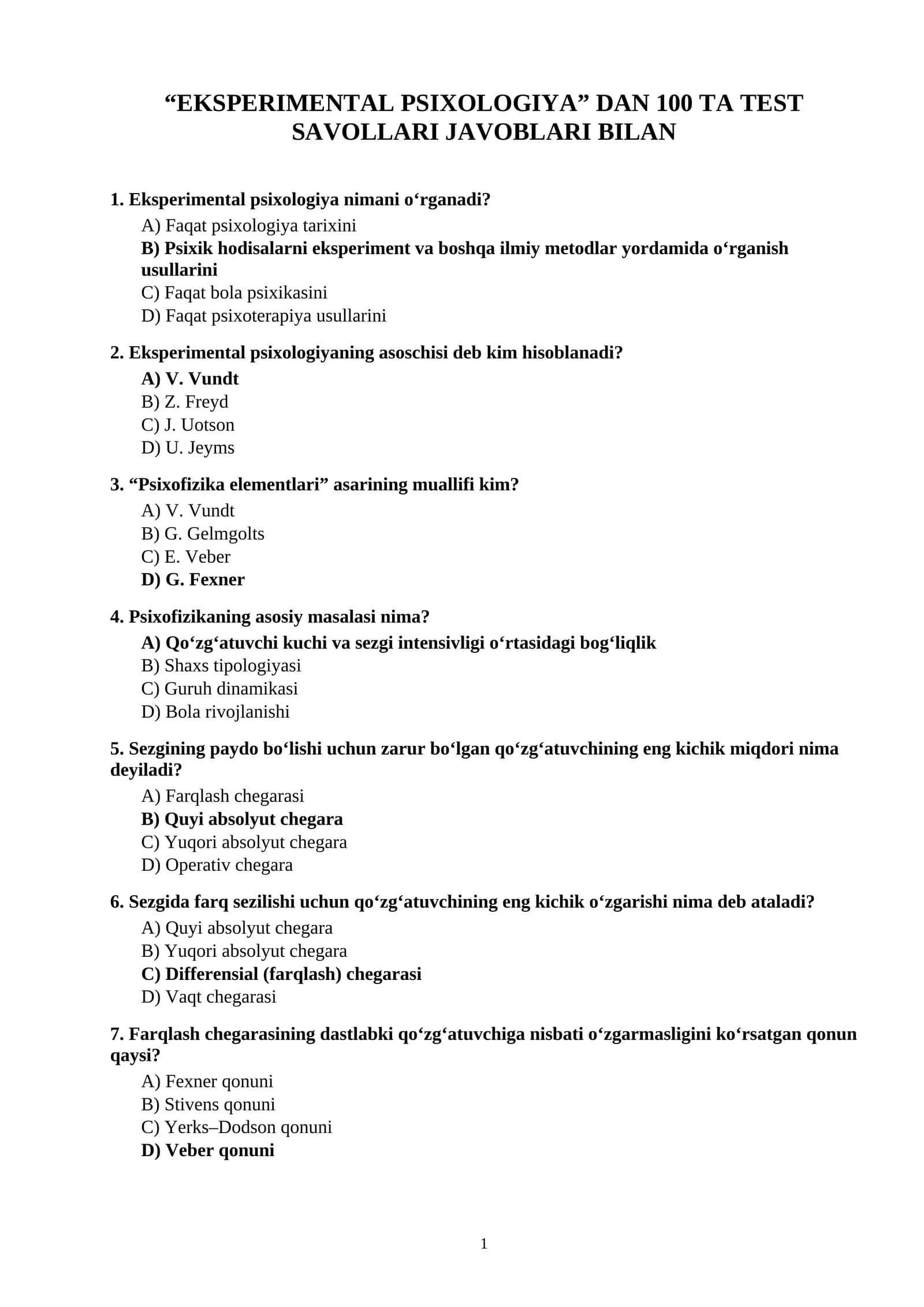 EKSPERIMENTAL PSIXOLOGIYA