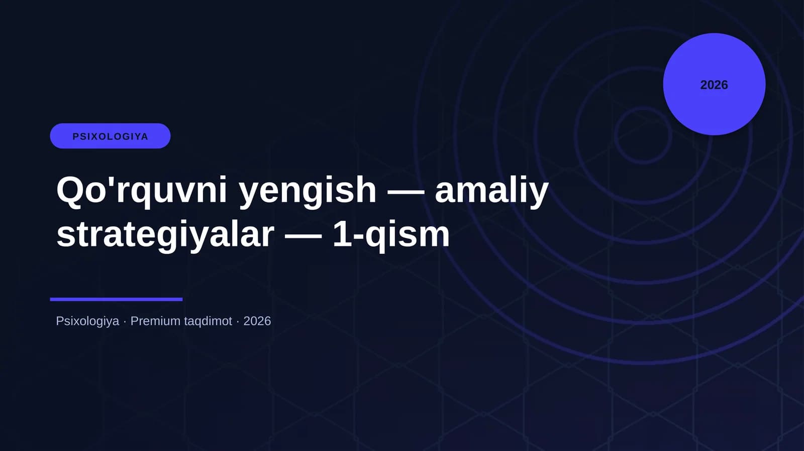 Qo'rquvni yengish — amaliy strategiyalar — 1-qism