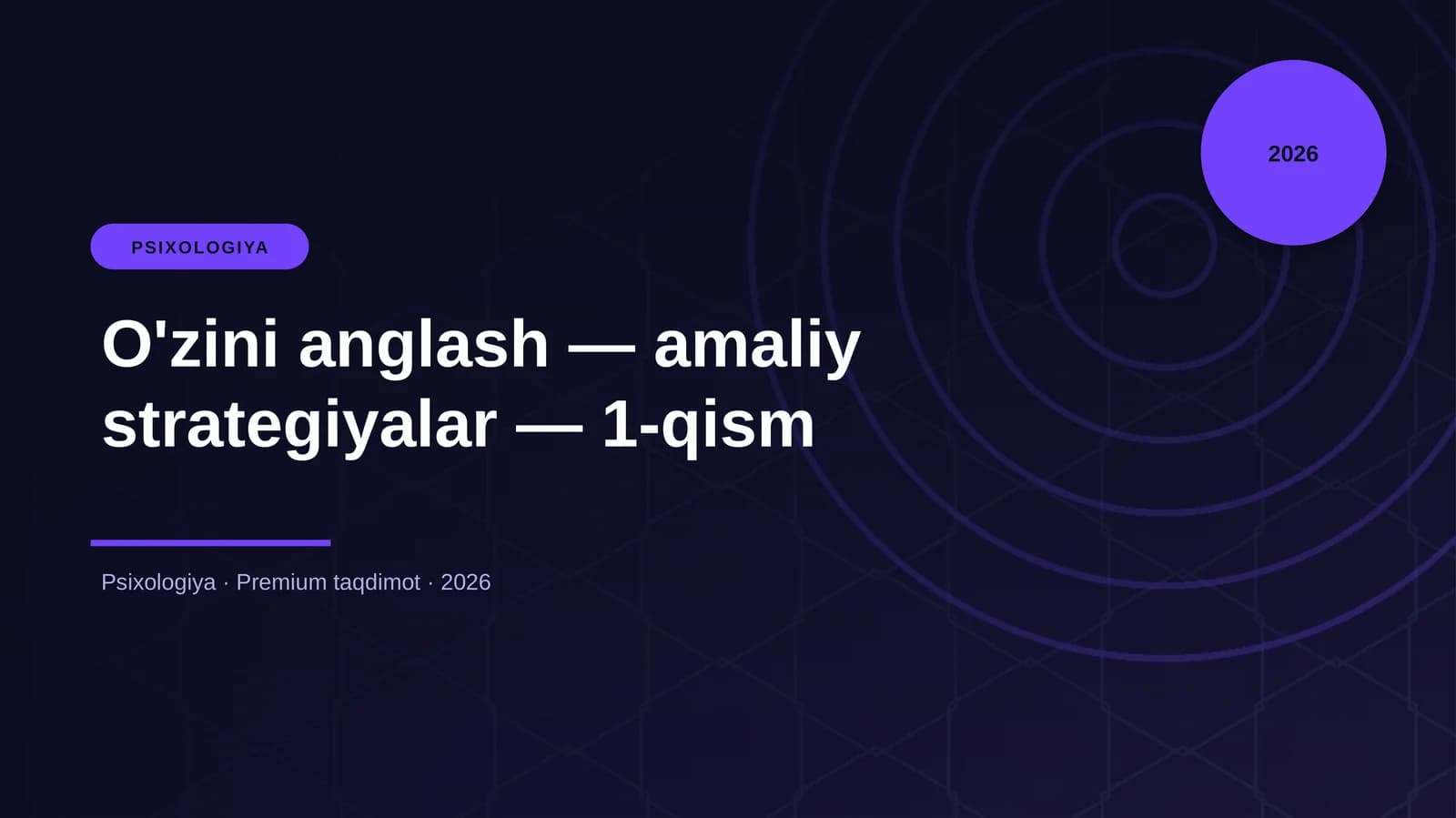 O'zini anglash — amaliy strategiyalar — 1-qism