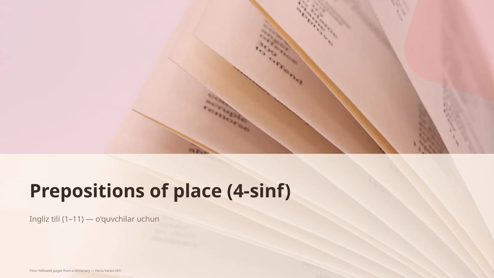 Prepositions of place (4-sinf)