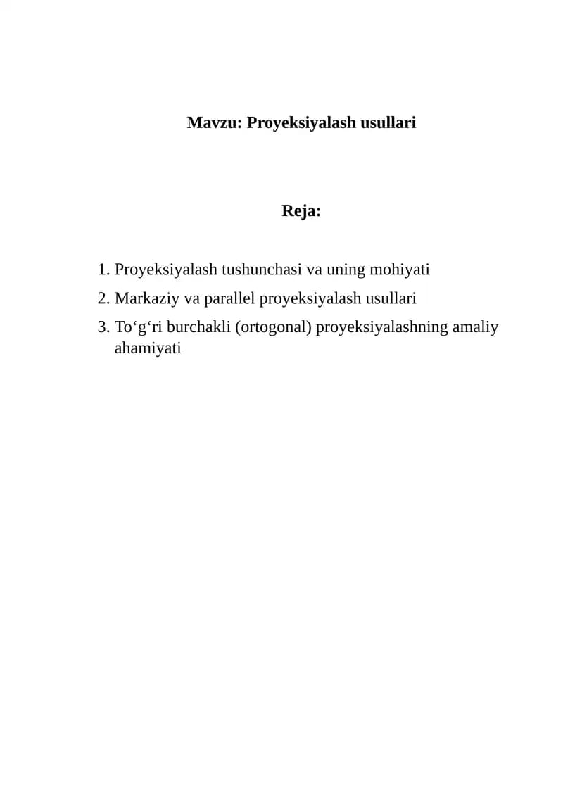 Proyeksiyalash usullari