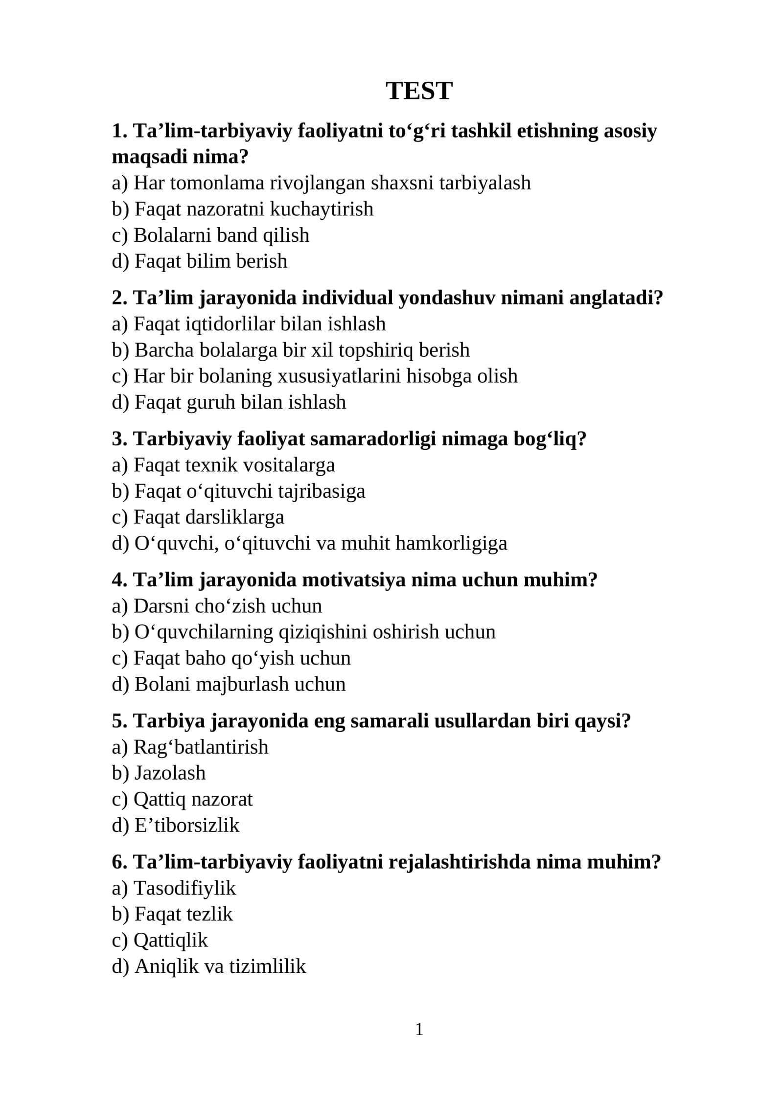 Ta'lim-tarbiyaviy faoliyat