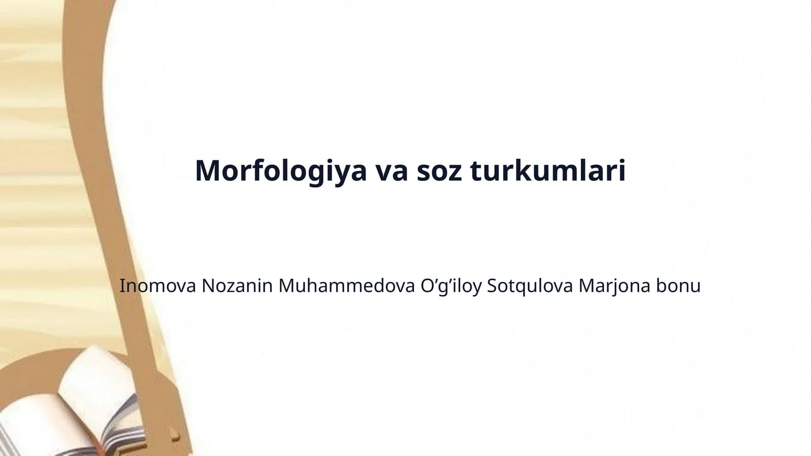 Morfologiya va soz turkumlari