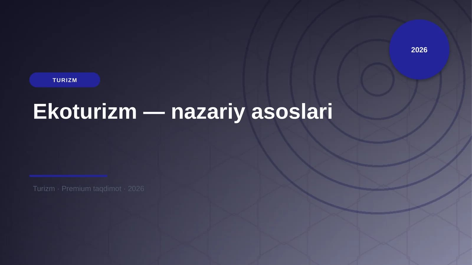 Ekoturizm — nazariy asoslari