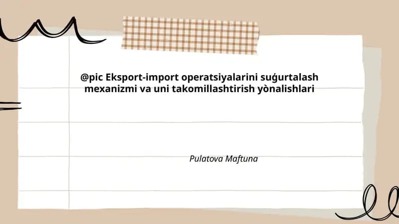 Eksport-import operatsiyalarini suģurtalash mexanizmi