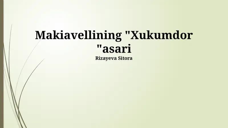 Makiavellining "Xukumdor" asari