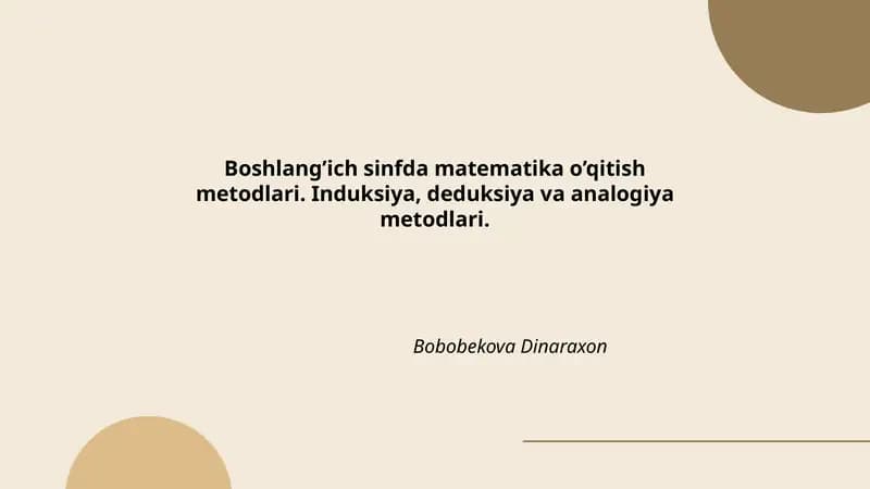 Boshlang’ich sinfda matematika o’qitish metodlari
