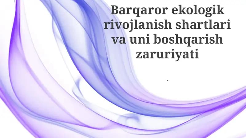 Barqaror ekologik rivojlanishni aniqlash