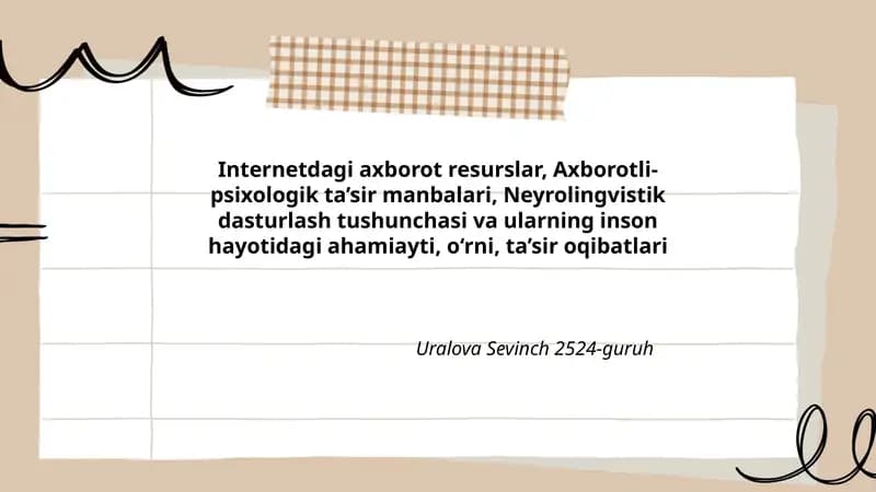 Neyrolingvistik dasturlash tushunchasi