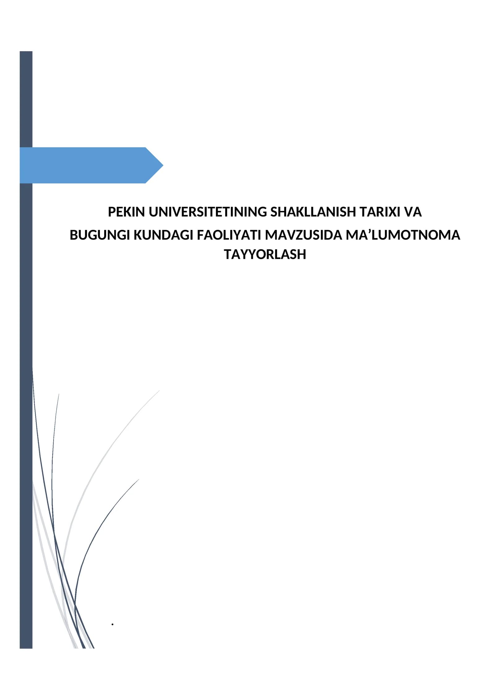 PEKIN UNIVERSITETINING SHAKLLANISH TARIXI