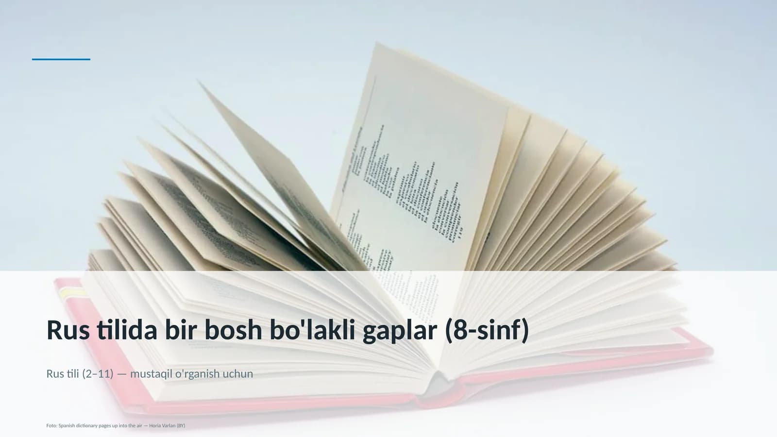 Rus tilida bir bosh bo'lakli gaplar (8-sinf)