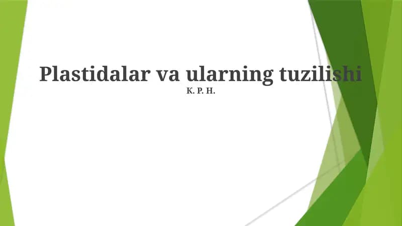 Plastidalar va ularning tuzilishi