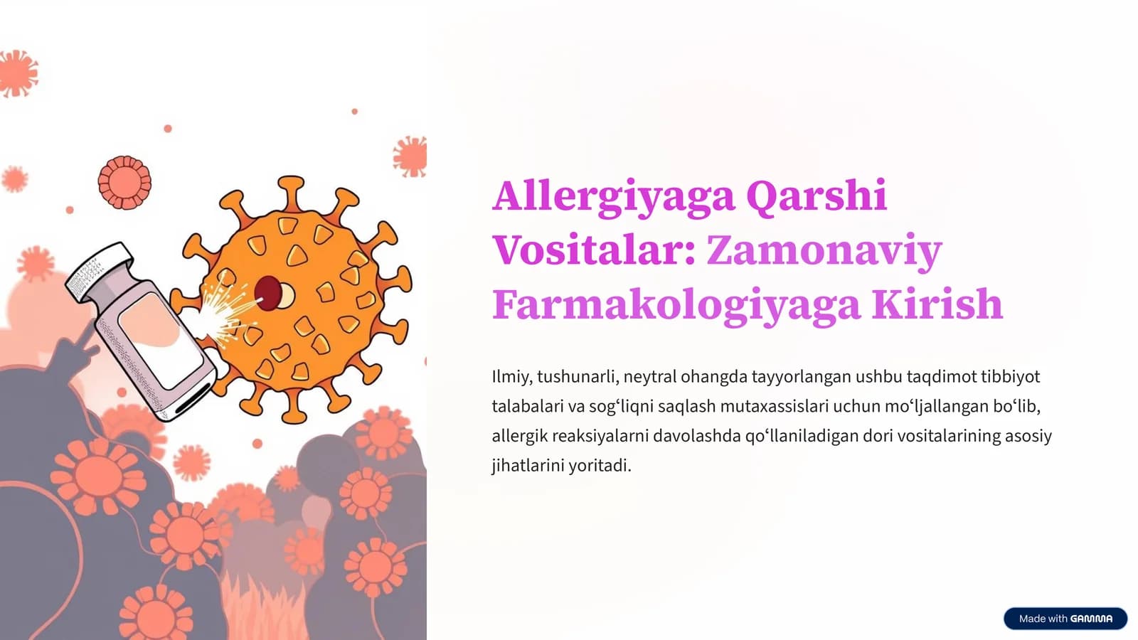 Allergiyaga Qarshi Vositalar:Zamonaviy Farmakologiyaga Kirish