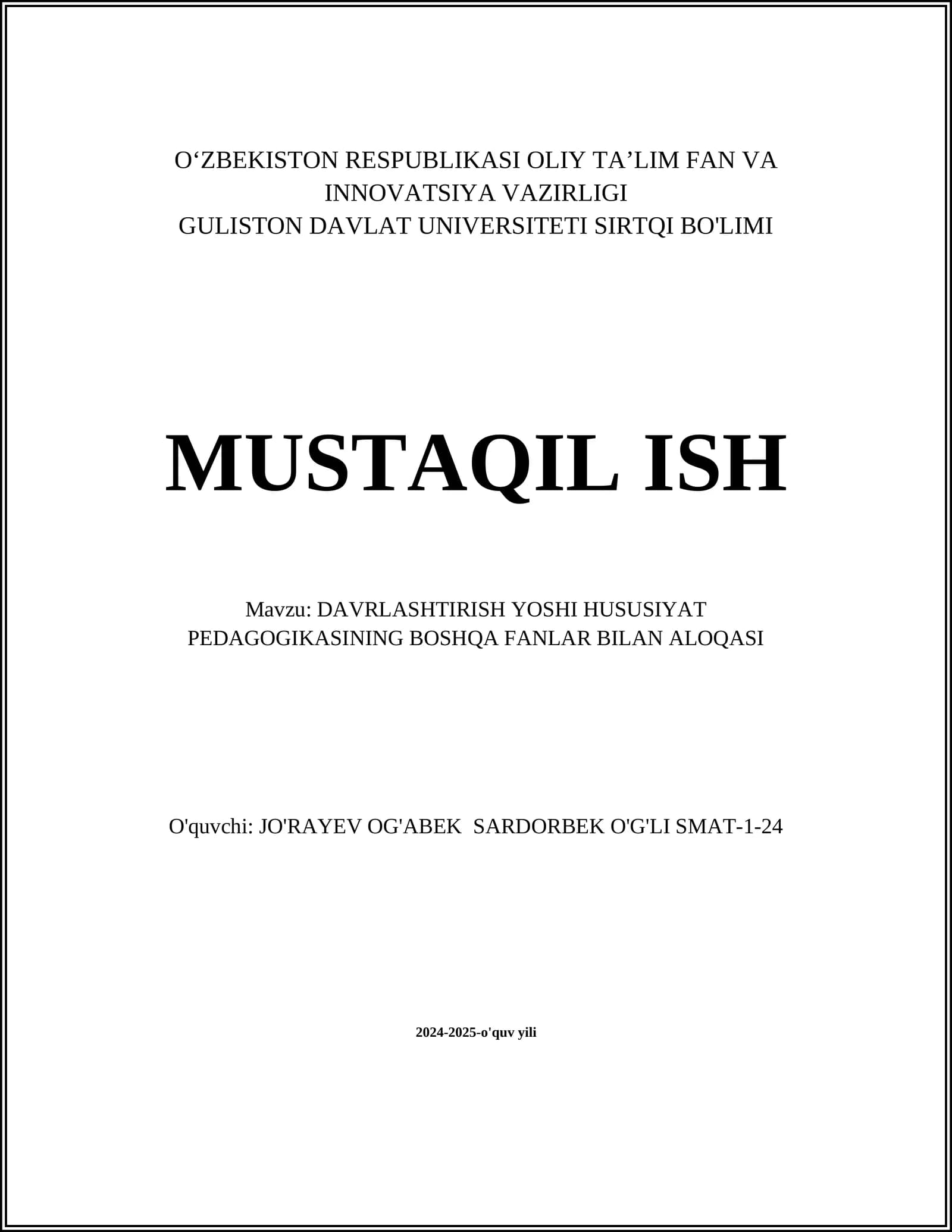 Davrlashtirish yondashuvidagi tarbiya usullari