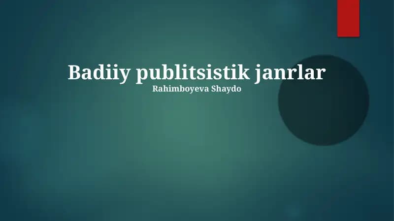 Badiiy publitsistik janrlar