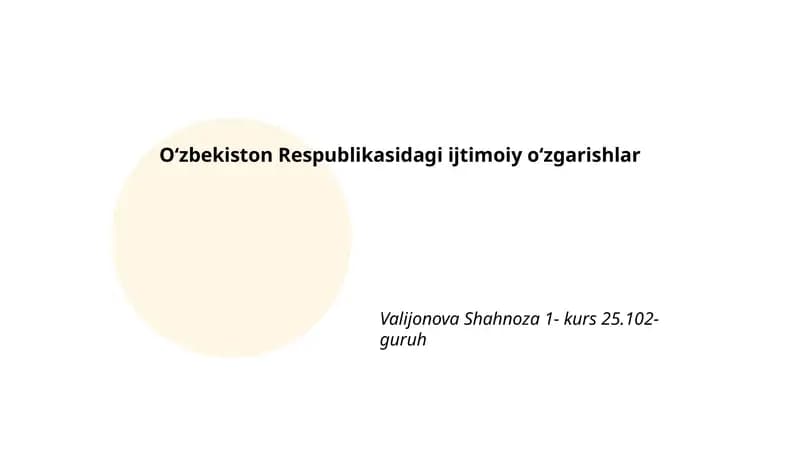 O‘zbekiston Respublikasidagi ijtimoiy o‘zgarishlar