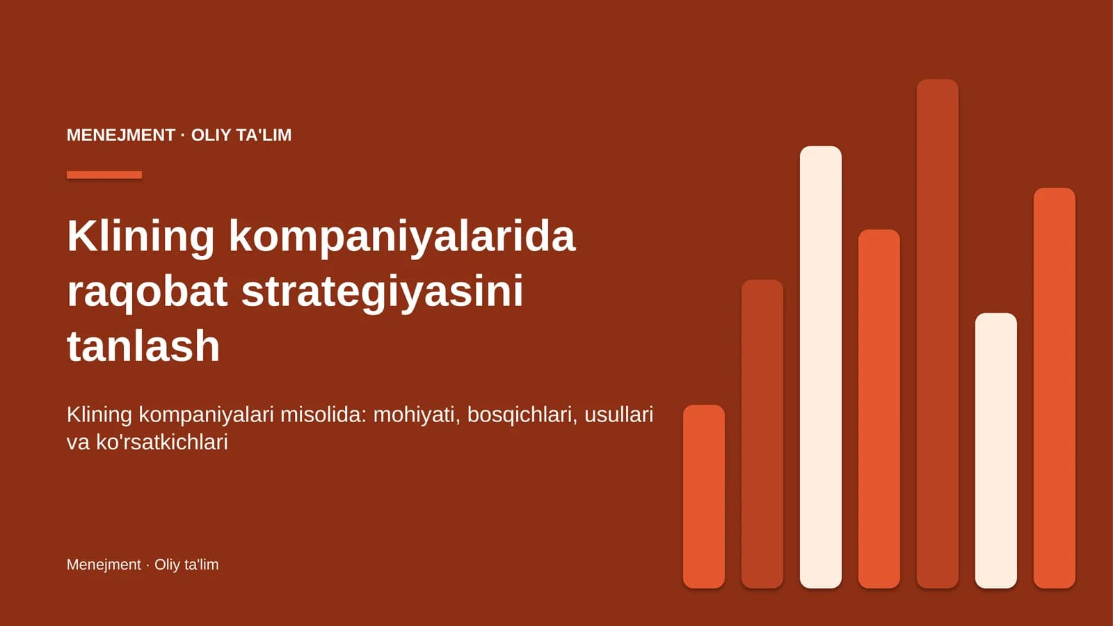 Klining kompaniyalarida raqobat strategiyasini tanlash