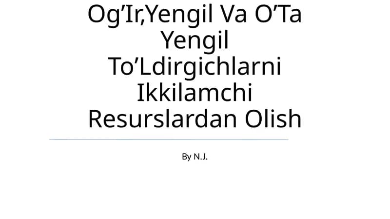 Beton Uchun OgʼIr,Yengil Va OʼTa Yengil ToʼLdirgichlarni Ikkilamchi Resurslardan Olish