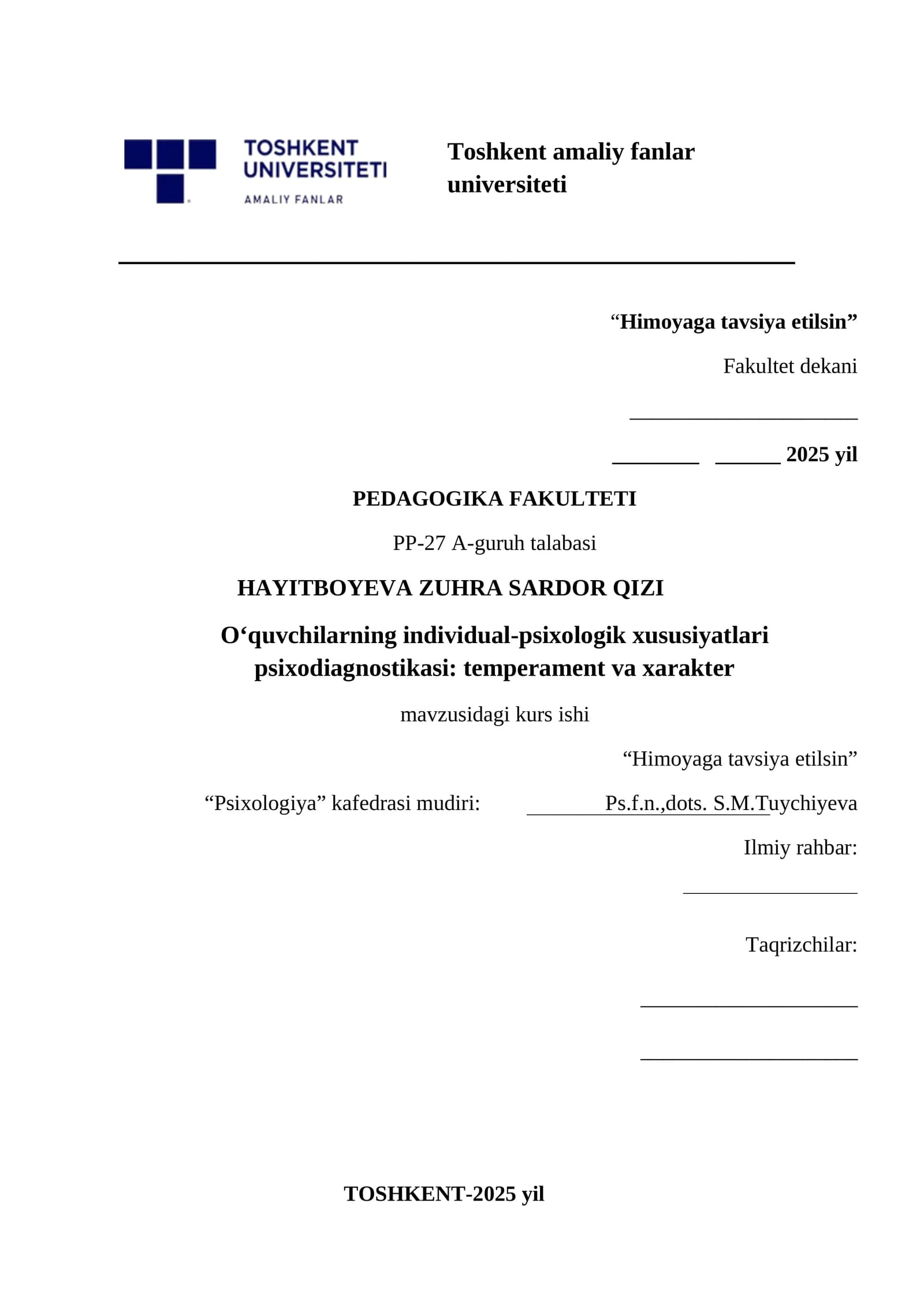 PEDAGOGIKA FAKULTETI