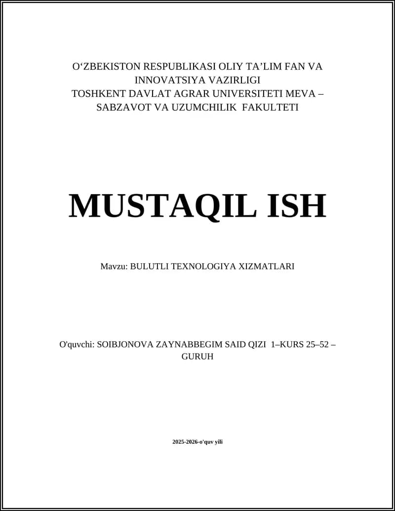 Bulutli Texnologiya Xizmatlari