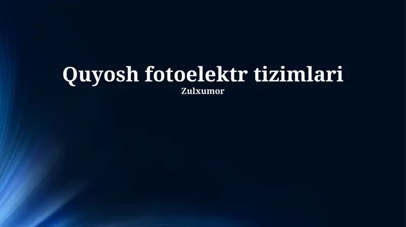 Quyosh fotoelektr tizimlari