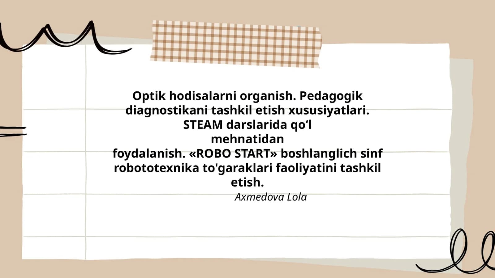 Optik hodisalarni organish. Pedagogik diagnostikani tashkil etish xususiyatlari