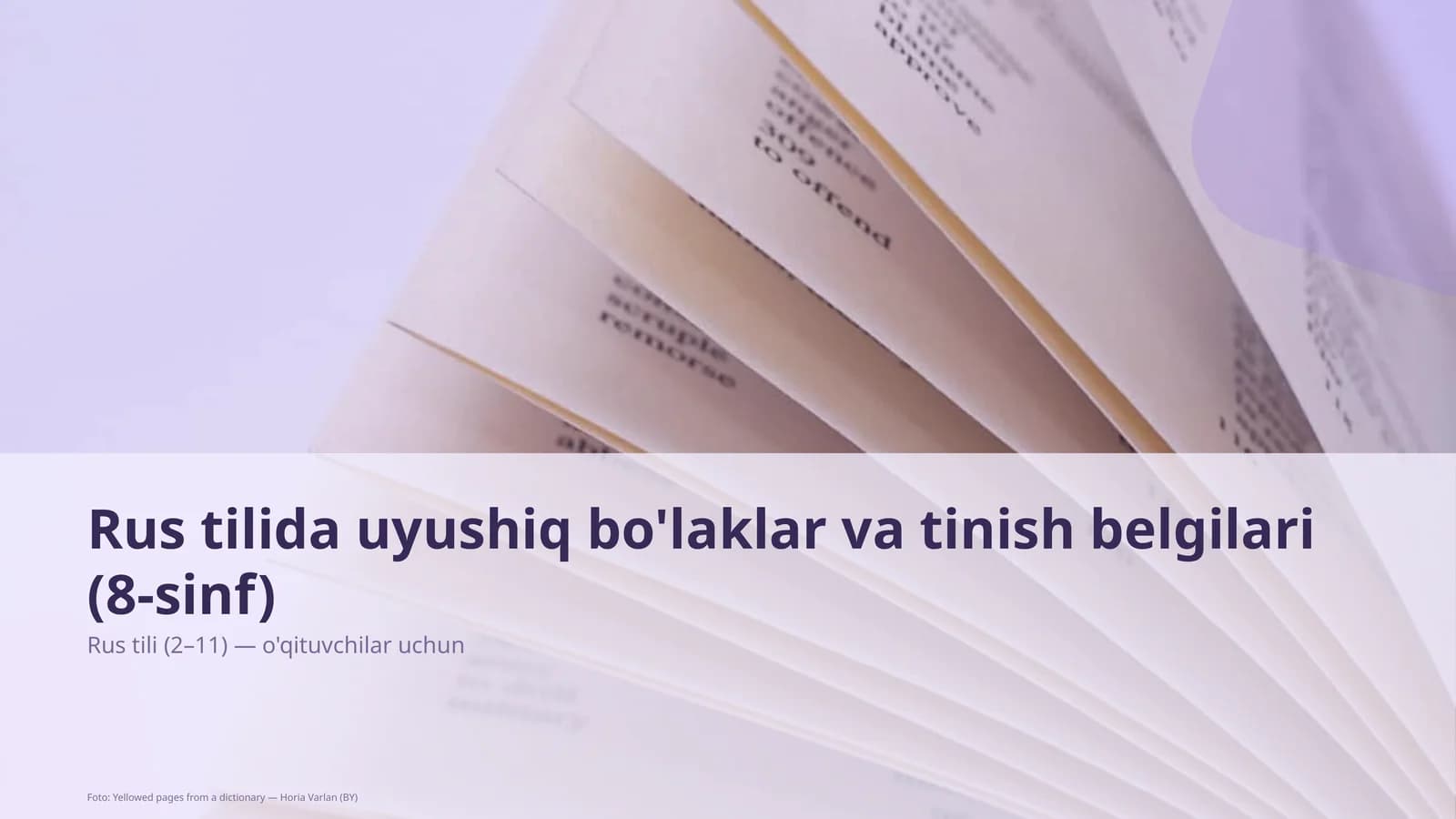 Rus tilida uyushiq bo'laklar va tinish belgilari (8-sinf)