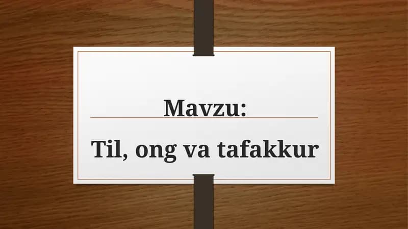 Til, ong va tafakkur