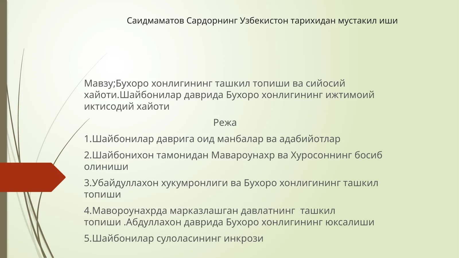 СаидмаматовСардорнингУзбекистонтарихиданмустакилиши
