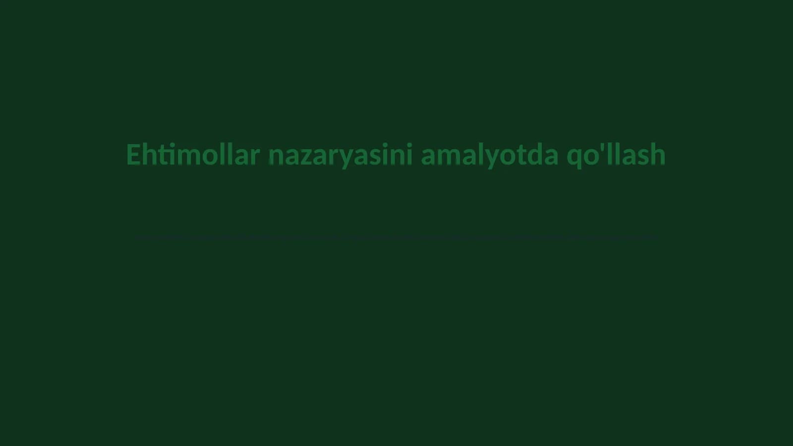 Ehtimollar nazariyasi