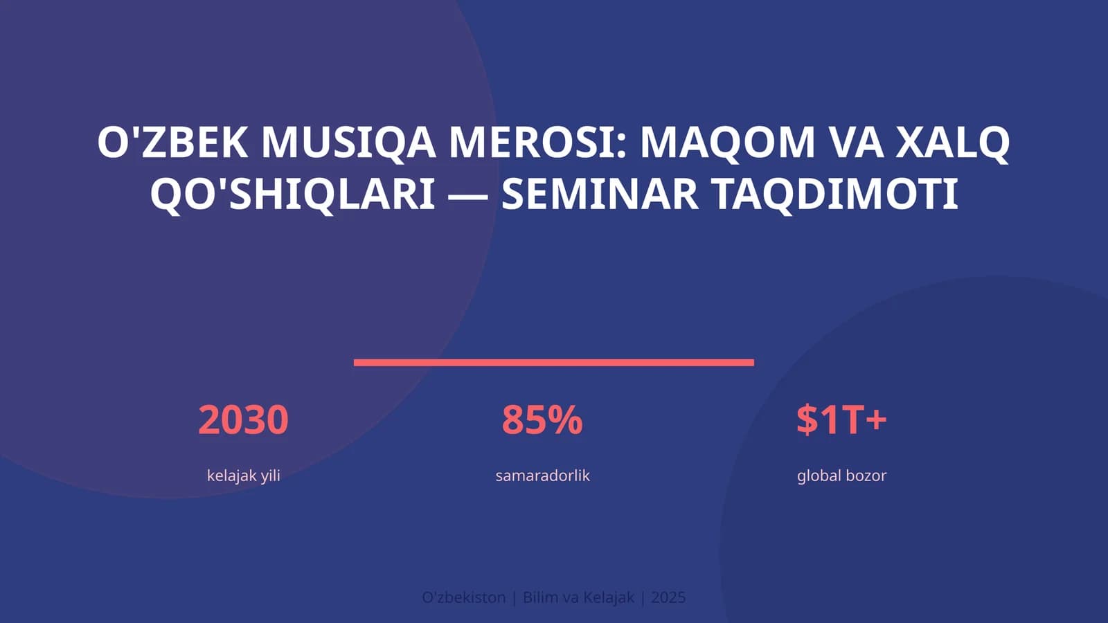 O'zbek musiqa merosi: maqom va xalq qo'shiqlari — seminar taqdimoti