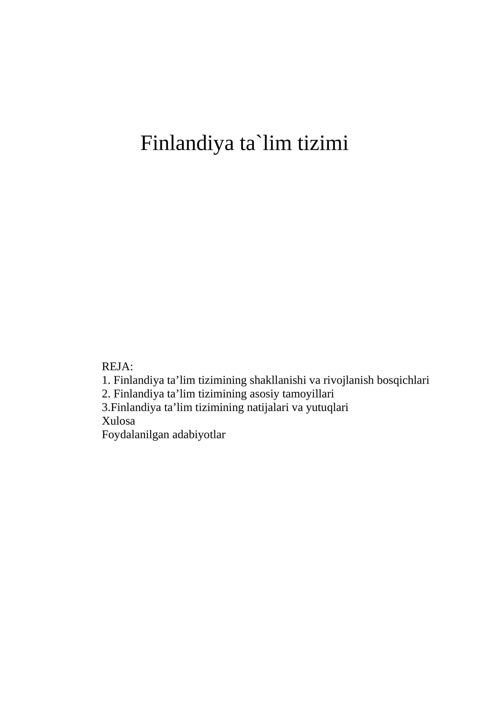 Finlandiya ta`lim tizimi