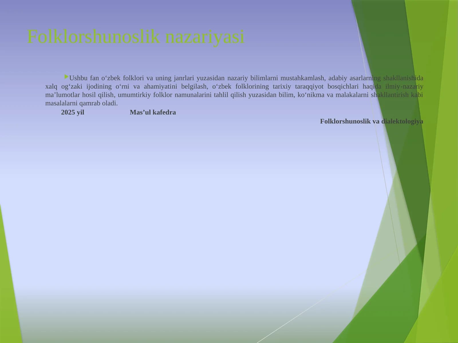 Folklorshunoslik nazariyasi