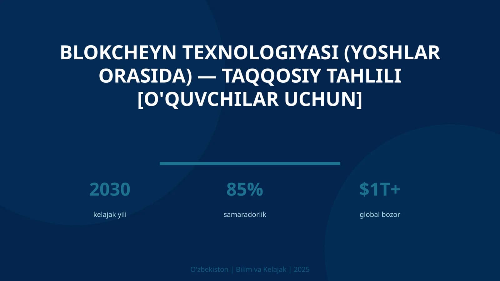 Blokcheyn texnologiyasi (yoshlar orasida) — taqqosiy tahlili [o'quvchilar uchun]