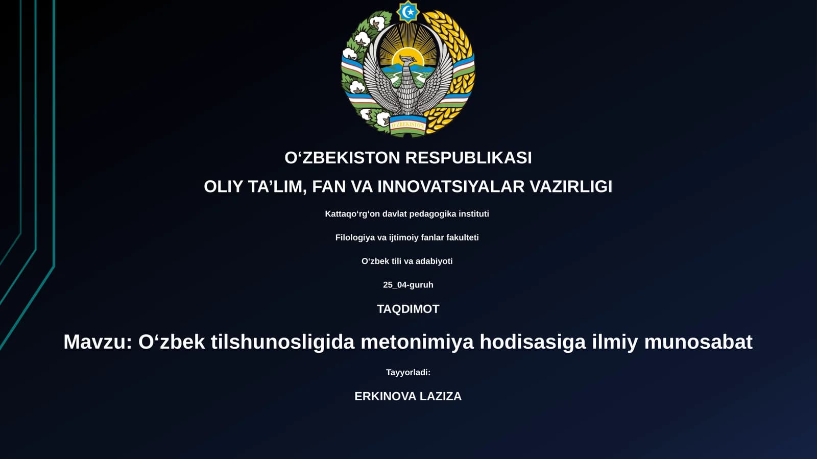 O‘zbek tilshunosligida metonimiya hodisasiga ilmiy munosabat