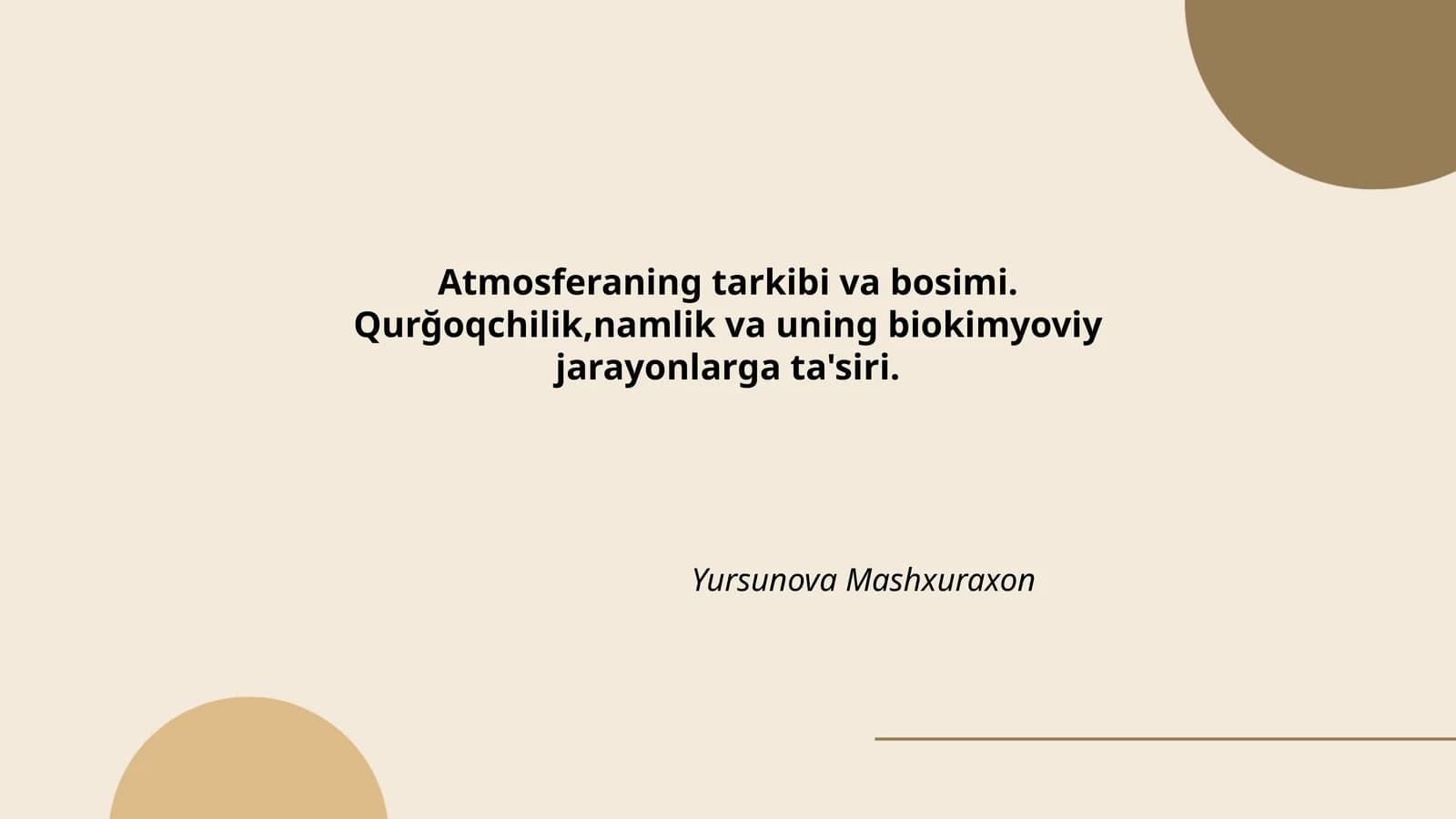 Atmosferaning tarkibi va bosimi
