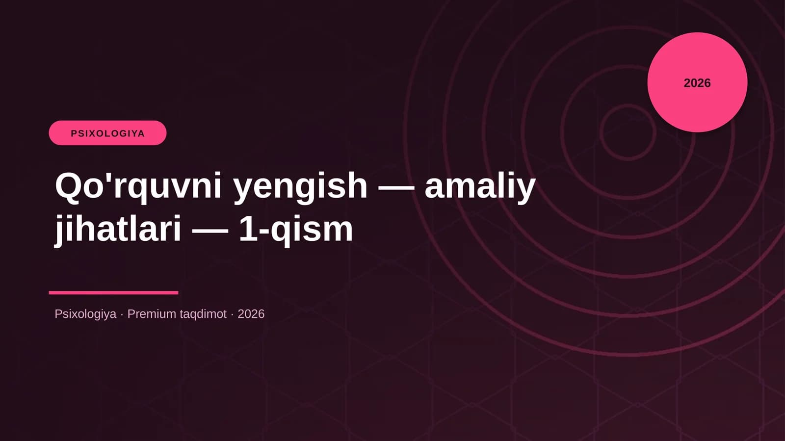 Qo'rquvni yengish — amaliy jihatlari — 1-qism