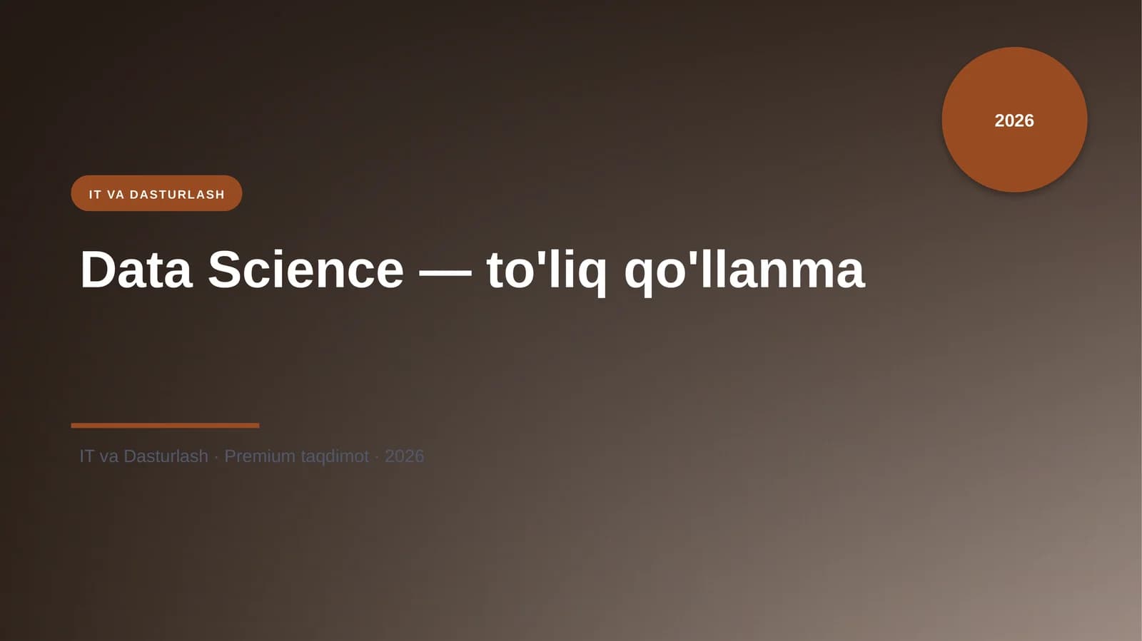 Data Science — to'liq qo'llanma
