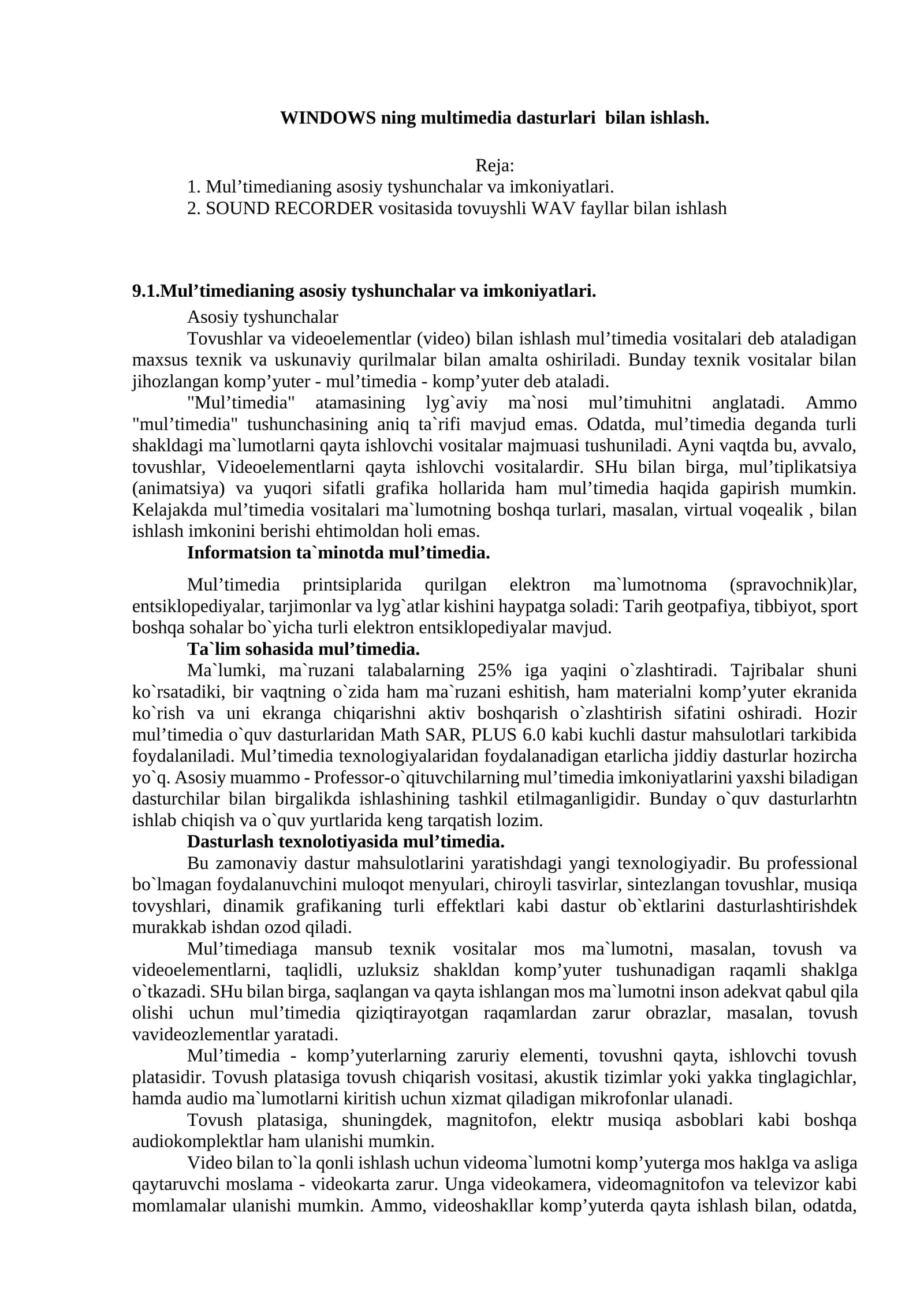 Mul’timedia asoslari