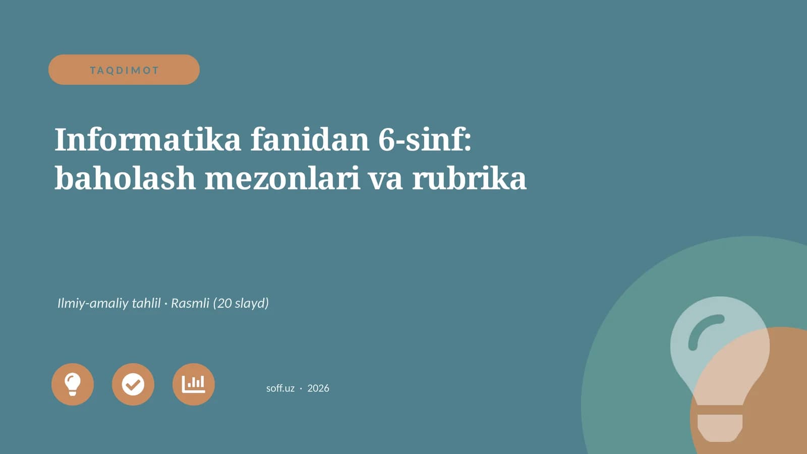 Informatika fanidan 6-sinf: baholash mezonlari va rubrika