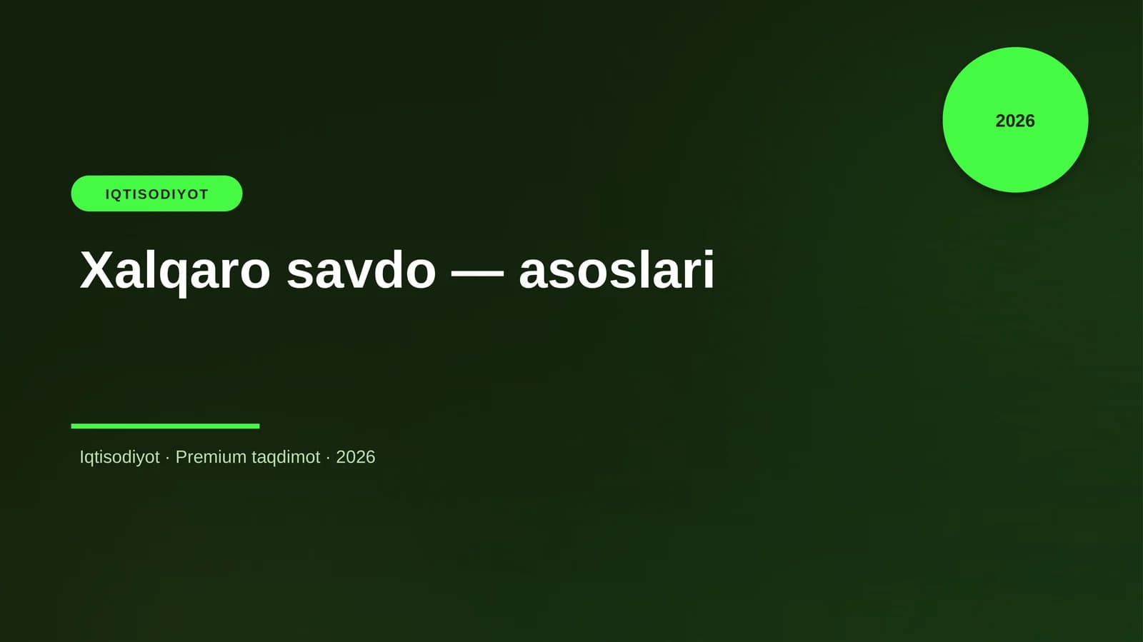 Xalqaro savdo — asoslari
