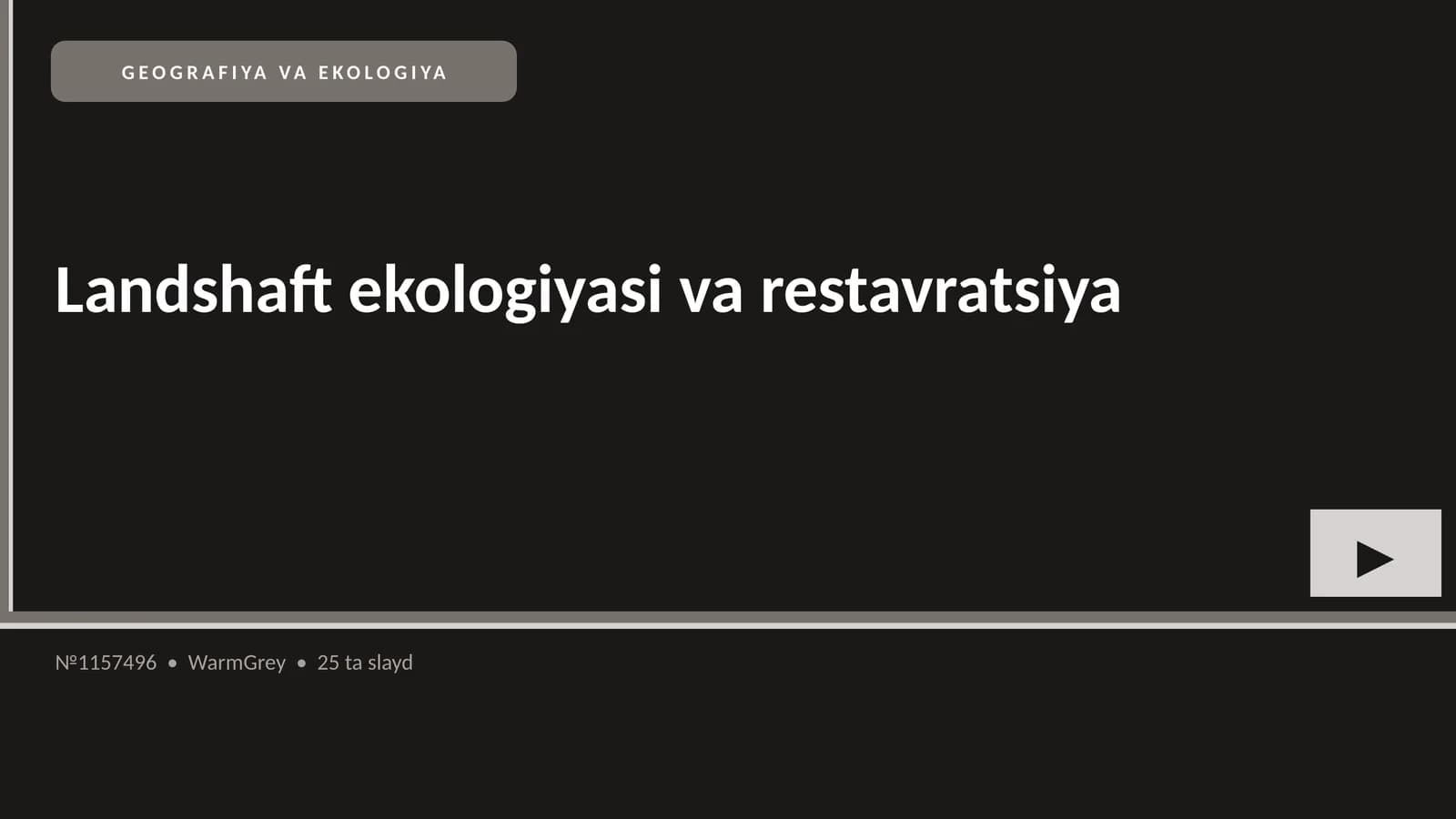 Landshaft ekologiyasi va restavratsiya